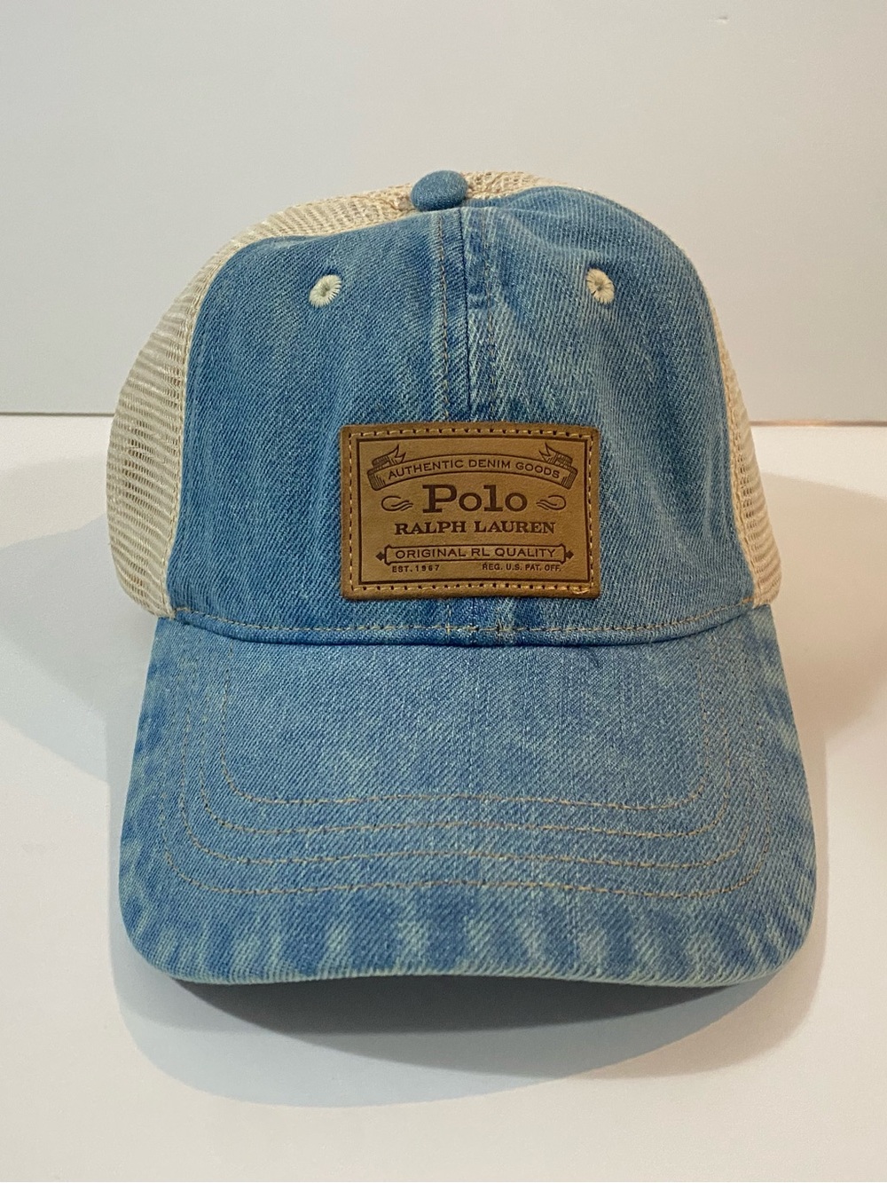 Polo Ralph Lauren Polo Country Leather Patch Denim Trucker Strapback Hat